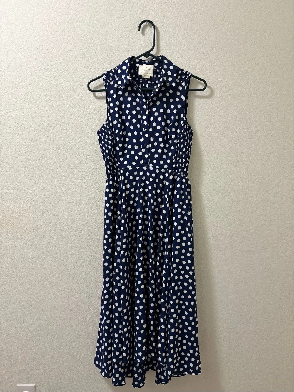 Kate Spade California Dreaming Cloud dot midi dress blue white. Size 0. NWOT